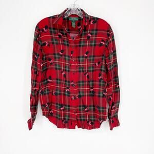 Lauren By Ralph Lauren Button-Up Wool Blend Top Size Small